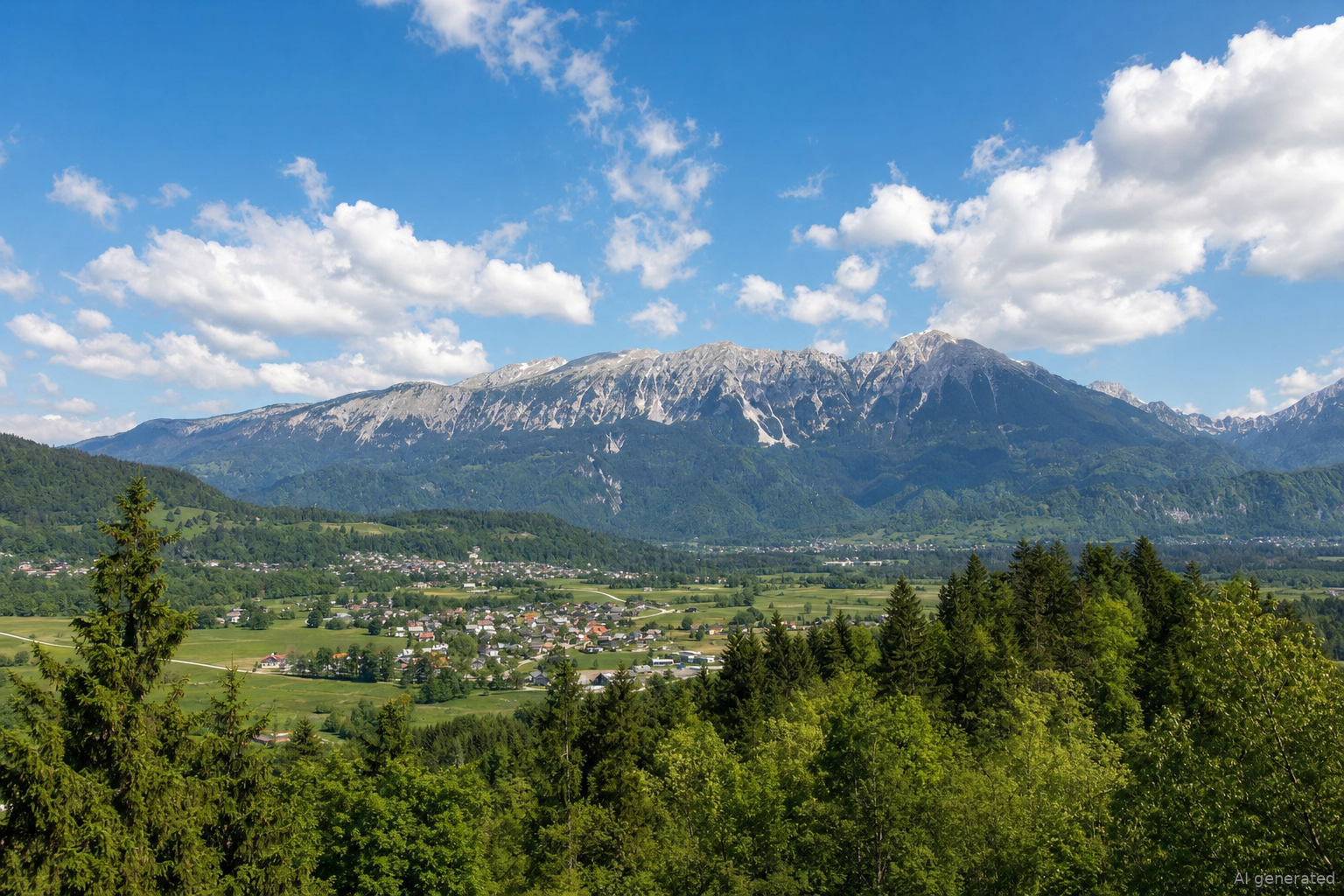 Blick auf die Karawanken an der Grenze zwischen Slowenien und Österreich