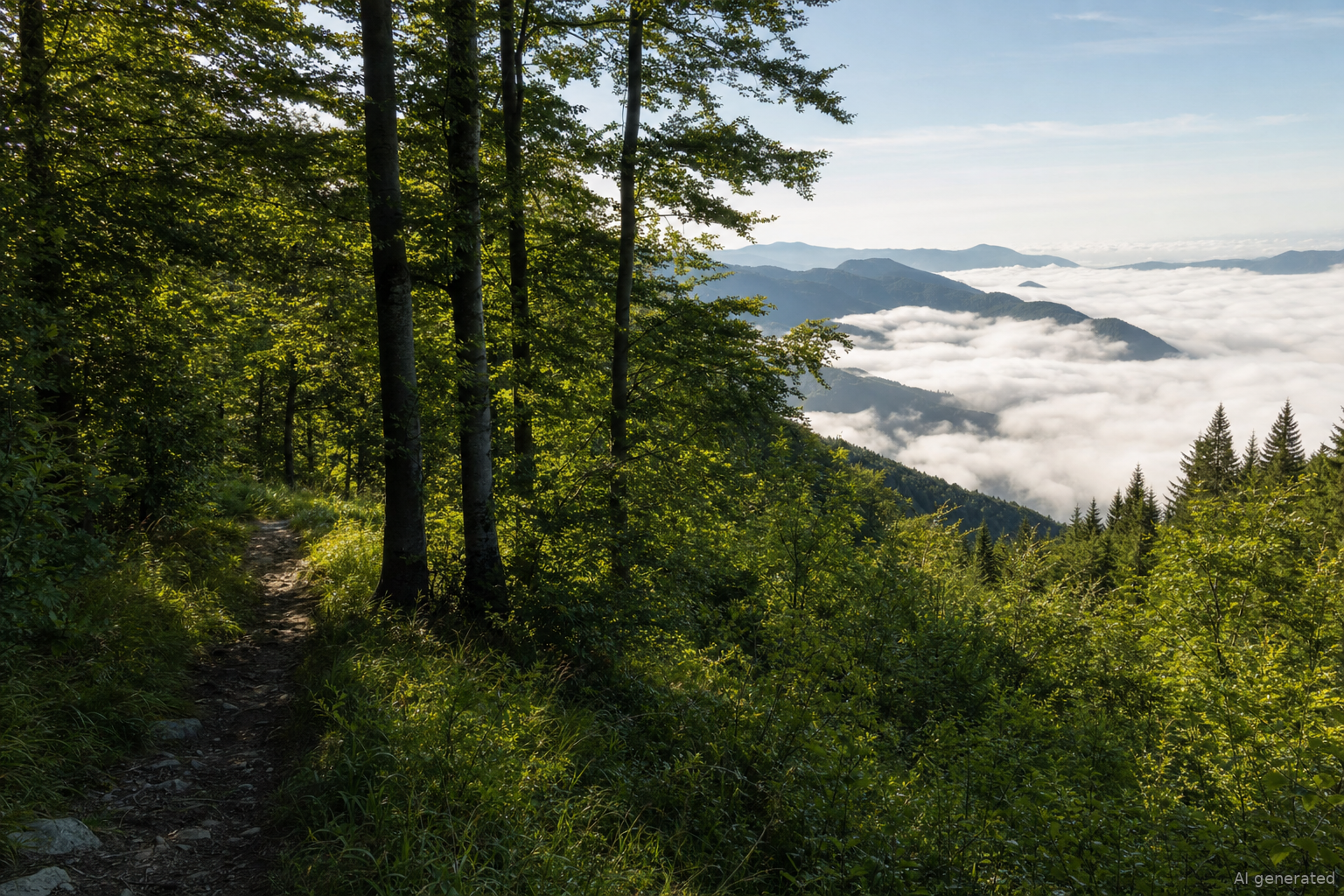 Wanderweg durch den Wald im Pohorje-Gebirge